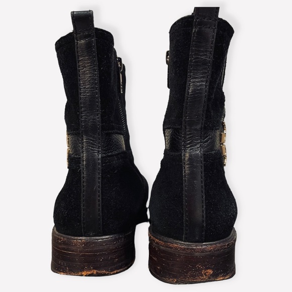 Tory Burch Black Alaina Logo Flat Bootie Split Suede - Picture 8 of 12